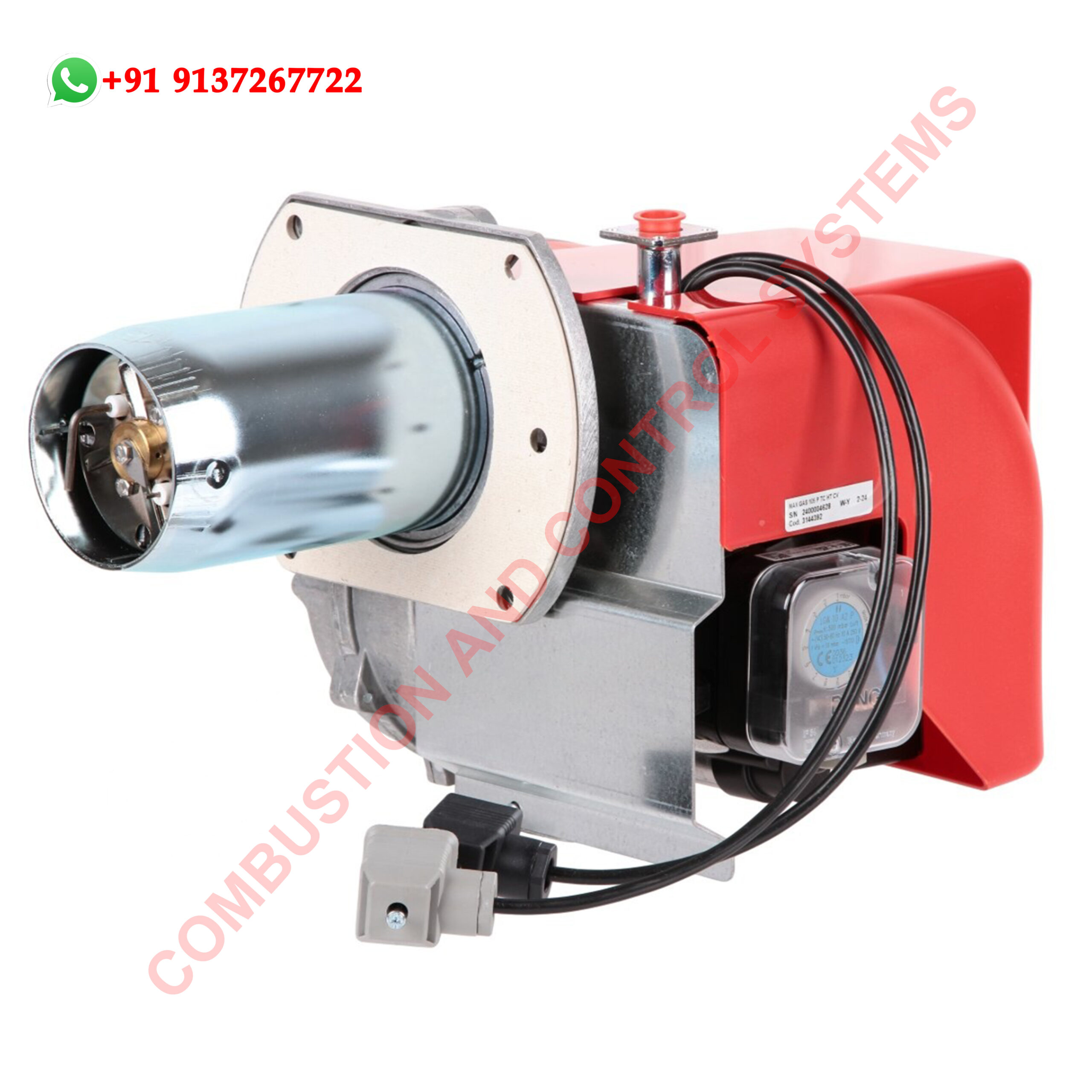 Ecoflam MAX GAS 105 gas burner components including combustion head ignition electrode and gas train.jpg